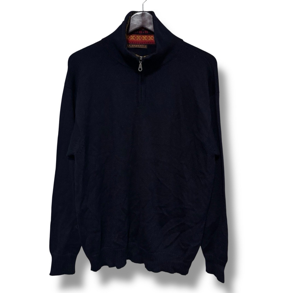 La Domenica La Casa De La Llama Men's 1/4 Zip Pullover Knit Sweater 23 x 28